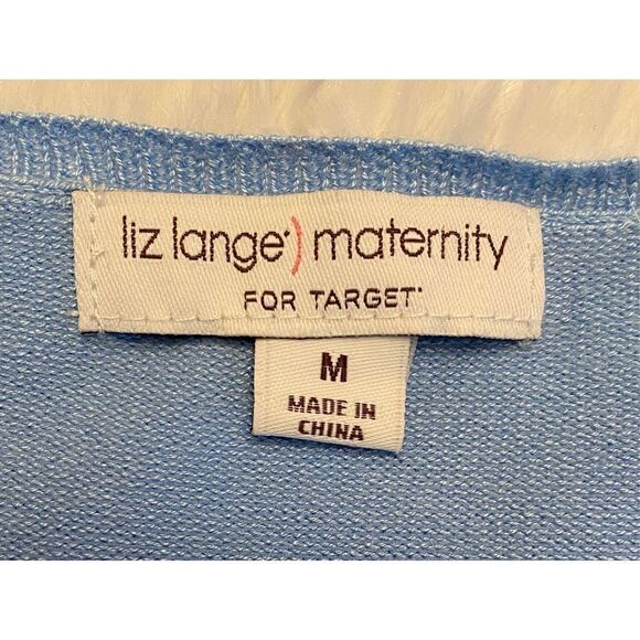 Liz Lange Maternity SZ M Woman’s Stylish Baby Blue V-Neck Top/Blouse/Sweater - Picture 3 of 10